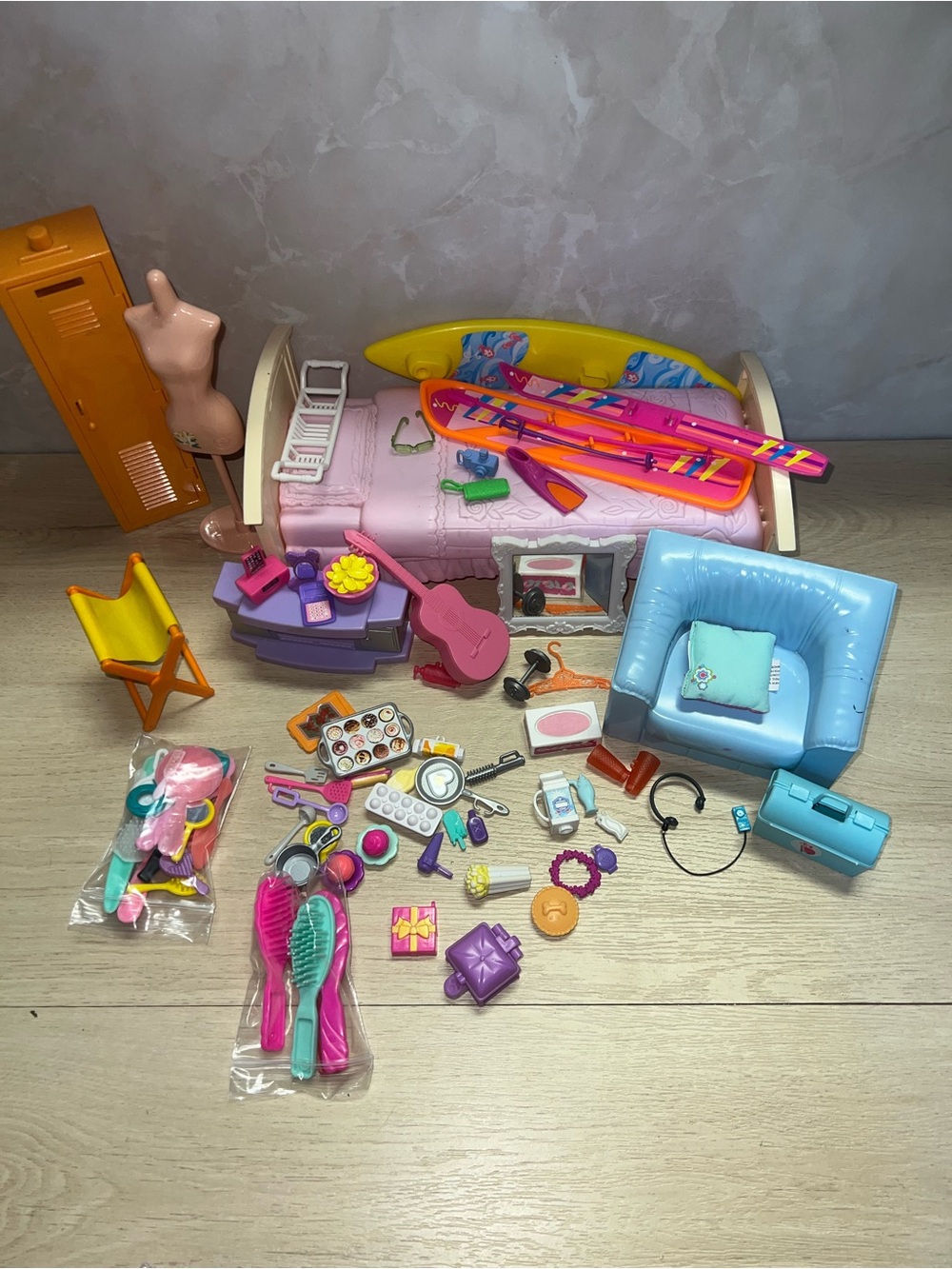 Barbie Furniture & Accessories Lot – Bedroom, Sports, Pets & More